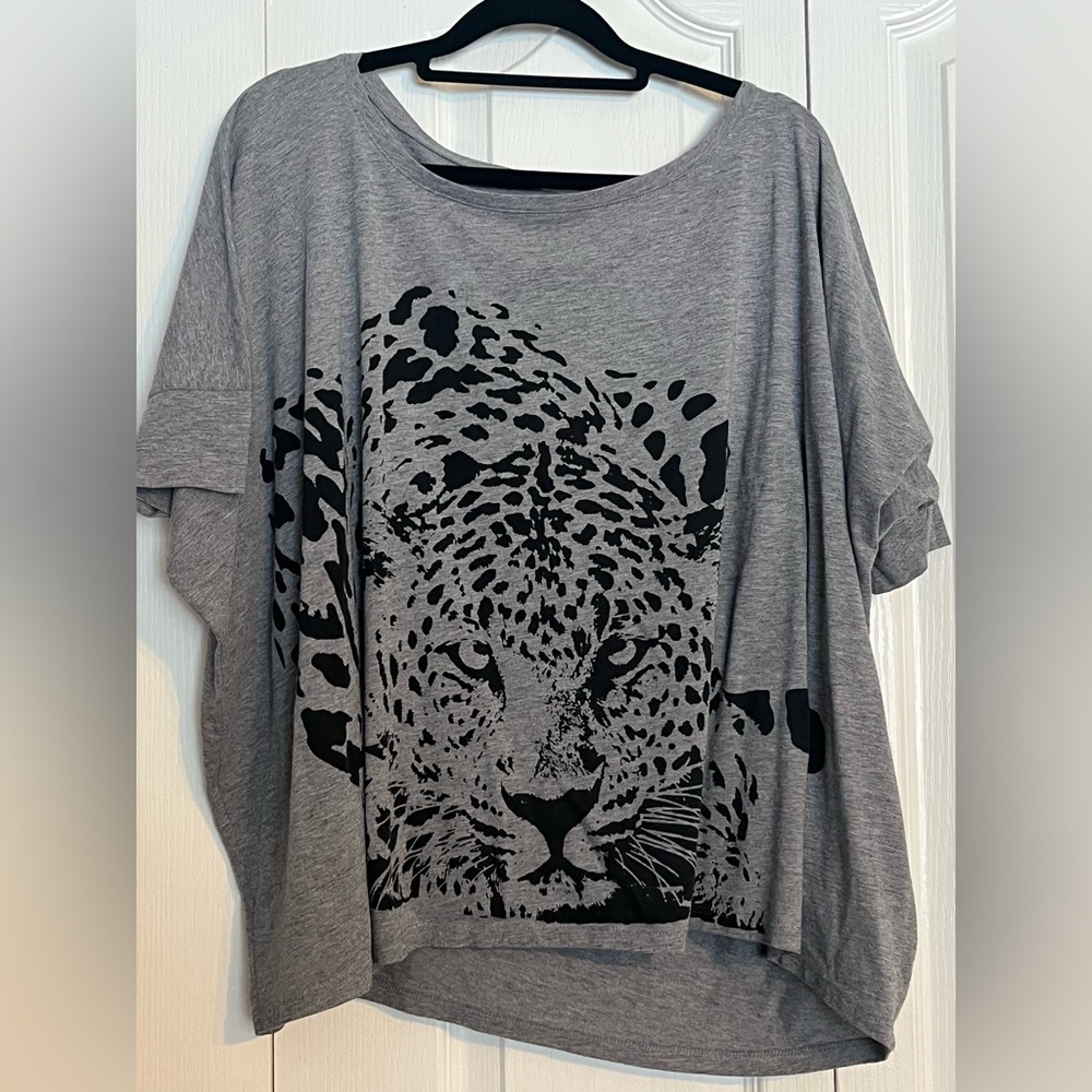 Roots over-sized, off shoulder t-shirt